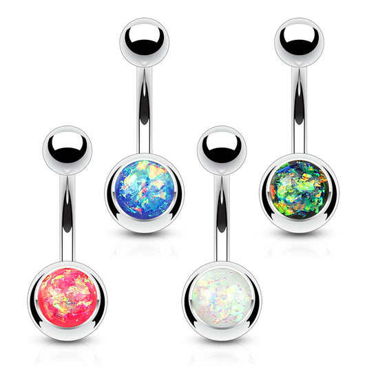 Glitter Opal Belly Button Ring